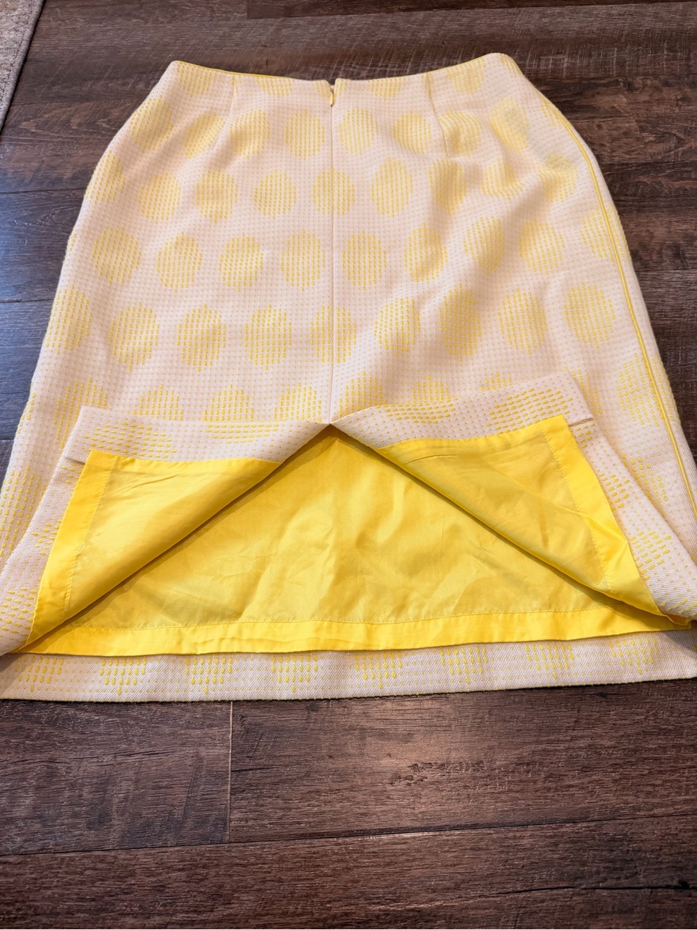 Louis Féraud Yellow Textured Wool Pencil Skirt Size US 10 vintage - Picture 7 of 7